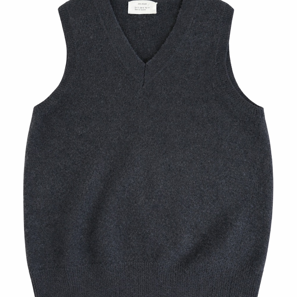 Zara Men's V-Neck Wool Blend Sweater Vest - Charcoal